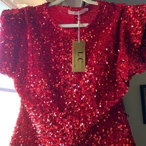 LC NWT Red Sequin Crop Top - XL